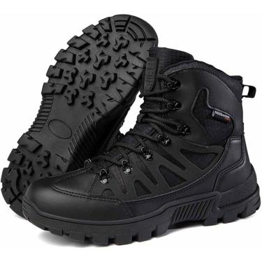 Imagem de Botas Táticas Impermeáveis Outdoor Me's, Botas Táticas De Combate Respiráveis De Cano Médio, Botas Leves Hikig Walkig Para Hikig Trekkig Desert, Black, 8 UK