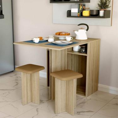 Imagem de Mesa Para Cozinha Dobrável Com 2 Banquetas DJD