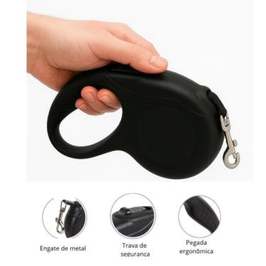 Imagem de Coleira Guia Retrátil Pet 3Metros, Para Passeios de Cachorro e Gato - 
