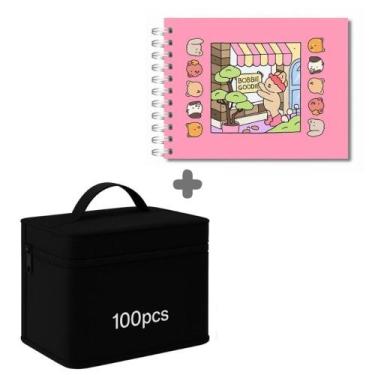 Imagem de 80/100/120 Cores Caneta Marcadora Kit Com Ponta Dupla - Lusen, Caderno