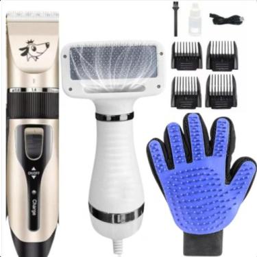 Imagem de Luva Ajustável Azul para Pets com Máquina de Tosa e Secador - FAZA