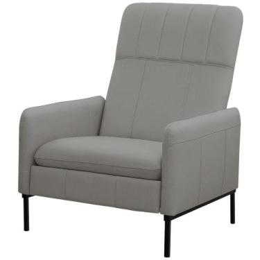Imagem de Poltrona Decorativa Fixa Retrátil Reclinável Lutor L06 Couro Cinza Cla