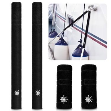 Imagem de Proteção contra atrito Dock Line (3,8 cm x 15,2 cm) – Manga de proteção de corda de nível marítimo para atracação, ancoragem, barco e iate | Resistente a UV e água salgada | Design fácil de encaixar