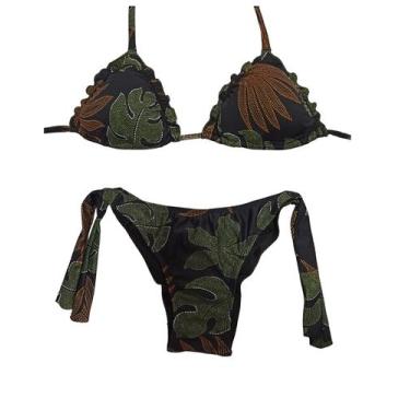 Imagem de Biquíni ripple bojo removível calcinha levanta bumbum de amarrar P ao 