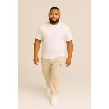 Imagem de Calça Cargo Plus Size Masculina Sarja com Cordão Tamanho Grande G1 G2 