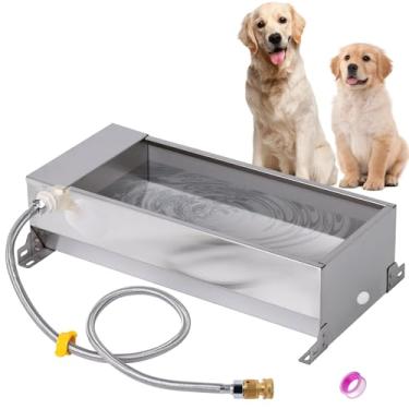 Imagem de PAULOZYN Distribuidor Automático De Tigela De Água Para Cães Grandes, Bebedouro Automático Para Animais De Estimação, Aço Inoxidável, Grande Capacidade, Bebedouro Para Cães Com Válvula Flutuante, Par
