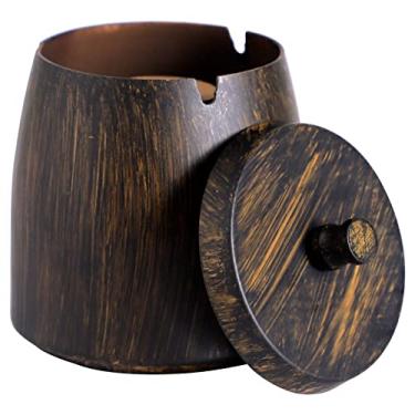Imagem de Cinzeiro extragrande com tampa para cigarro, cinzeiro de aço inoxidável sem fumaça e inodoro à prova de vento para escritório em casa, mesa, fora do pátio, varanda externa (12 cm x 10 cm x 10 cm)