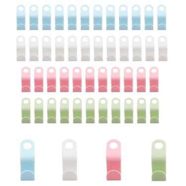 Imagem de MDXing 50 peças, conectores multifuncionais, ganchos para pendurar, branco, rosa, azul celeste e verde matcha, expansor de armazenamento para organização de guarda-roupa, calça de pendurar esponja