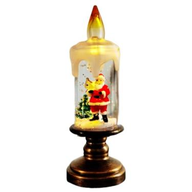 Imagem de Velas LED sem chama, velas cintilantes de globo de neve de Natal com flocos de neve flutuantes em espiral, decorações de mesa para Natal, casamentos, decoração de casa (Santa)