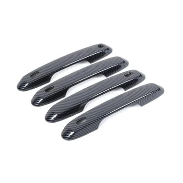 Imagem de Capa de maçaneta de porta externa de carro compatível com Toyota Grand Highlander 2024 2025, capas de maçaneta de porta dianteira traseira de carro ABS acessórios de decoração (padrão de fibra de