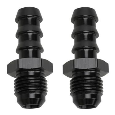 Imagem de 6AN macho alargador para mangueira 3/8 acessórios de farpa adaptador de encaixe reto linha de combustível de alumínio preto, pacote com 2