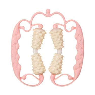 Imagem de FashionCha Rolo muscular portátil para massagem fáscia com 4 rodas, rolo de massagem para celulite, músculos firmes e exercícios de condicionamento físico, Rosa