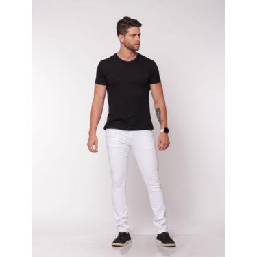 Imagem de Calça masculina slim em Sarja 7901 Branca - Macaw, Branco, 48