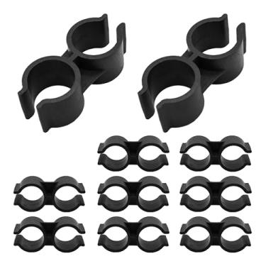 Imagem de bociloy 10 braçadeiras de tubo de porta dupla, clipes de linha dupla de plástico resistente de 25 mm/1 polegada para conexão de poste de prateleira, fixadores de rack de armazenamento de armazém