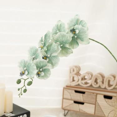 Imagem de Ramos de flores artificiais, hastes de orquídeas borboletas artificiais, arranjo de casamento, casa, jardim, festa, decoração ao ar livre (3 peças/verde)