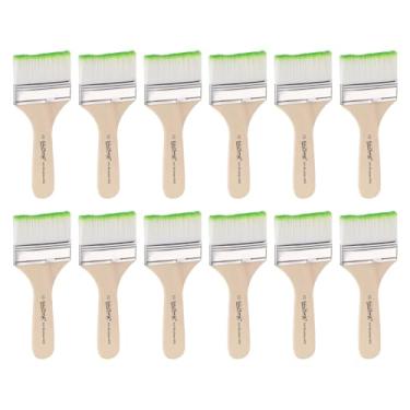 Imagem de HARFINGTON 20 pincéis pequenos de tinta plana de 5,8 cm e pincéis de nylon com cabo de madeira para pintura de arte faça você mesmo, móveis, cercas, deck, parede, porta, verde, claro