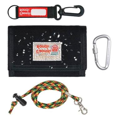Imagem de Carteira pequena com bolso frontal para meninos e crianças com zíper e bolsa organizadora de moedas com conjunto de presente para festa, esportiva, escola, evento, função Cordura trifold, Preto, 5 x 3.4 inch