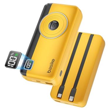 Imagem de Power Bank 20000mAh, Basike Carregador Portátil 2 Saídas USB-A(até 22.5W) + Tipo-C(até 22.5W) com Cabo, Carregamento Rápido, Led Indicador de Bateria Proteção Inteligente (Amarelo)