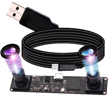 Imagem de IEights Webcamera_USB Módulo de câmera USB de lente dupla de alta velocidade para gravador a laser 960p 60fps 3D estéreo sincronizado placa de webcam mini UVC USB2.0 binóculo PC câmera