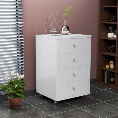 Imagem de Mesa De Cabeceira Gaveteiro 4 Gavetas Com Rodinhas Organizador