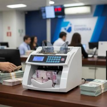 Imagem de Contadora de Cédulas Faz Lotes Identifica cédulas falsas Bivolt Portátil