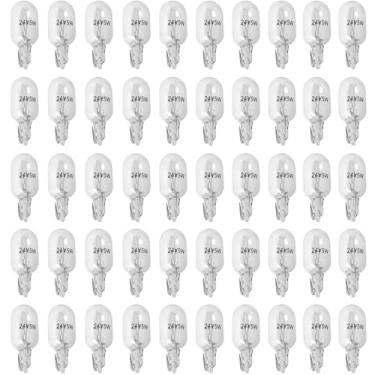 Imagem de DGZZI Lâmpada de instrumento automotivo T10, 50 peças, plugue pequeno, 24 V5 W, lâmpada de halogêneo, painel de instrumentos, luz para substituição de soquete T5, indicador do painel, velocímetro