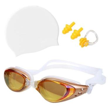 Imagem de Kit Óculos Touca Silicone Protetor Nasal Aurícular Natação Profissiona