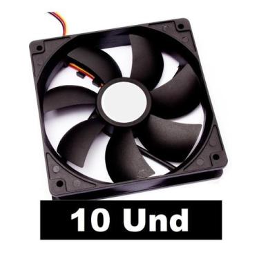 Imagem de Kit 10 Fan Cooler Para PC 120mm Preto Micro Ventilador Silencioso 12v 