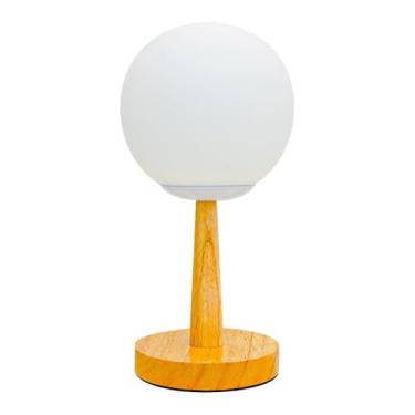 Imagem de Abajur de cabeceira Pequeno abajur de mesa madeira decora a cabeceira do quarto, estudo, luz noturna vidro