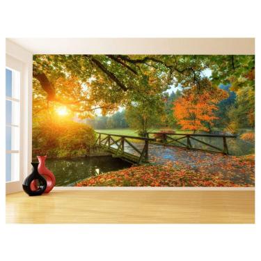 Imagem de Papel De Parede 3D Paisagem Lago Ponte Parque 3,5M Nlk157
