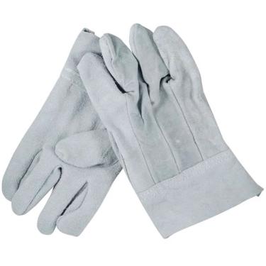 Imagem de Luva de Raspa em Couro Punho 7 Proteção Individual EPI Segurança do Trabalho Soldador Construção Civil Indústria Resistência Abrasiva Conforto