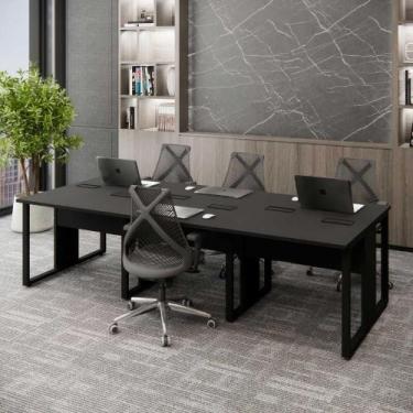 Imagem de Mesa de Escritório Plataforma 6 Pessoas 2,70m Pre Pés Metal - F5 Offic
