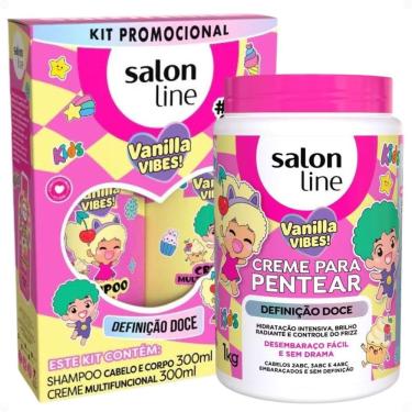 Imagem de Kit Salon Line Kids Vanilla Vibes!: Shampoo Cabelo e Corpo e Creme Multifuncional 300ml + Creme Para Pentear 1kg