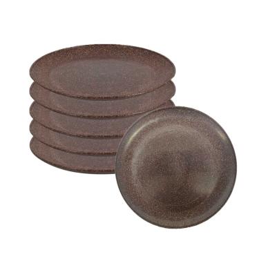 Imagem de Prato Raso Lanche Marrom 20cm Bar Festa Restaurante BPA Free 6un