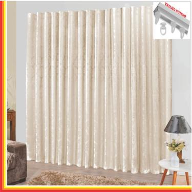 Imagem de Cortina Tropical em Jacquard 4,00 x 2,70 Para Trilho Suisso - Palha