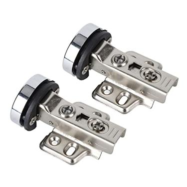 Imagem de RiToEasysports Dobradiça de Porta de Armário de Aço Inoxidável - Material Durável Com de Fechamento Silencioso para Armários de Vidro e Portas de Estante (Sobreposição de meia curvatura média 9 mm)