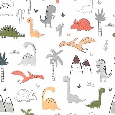 Imagem de Papel de Parede Adesivo Sala Quarto Ripas Madeira Clara Lisa Autocolante 5m x 45cm. (Dinossauro)