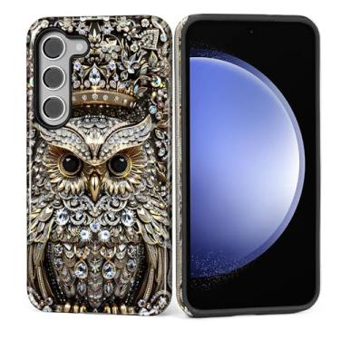 Imagem de MQJCYB Capa para Samsung Galaxy S23 Plus, híbrida, resistente, 2 em 1, resistente, à prova de choque, proteção brilhante para Samsung Galaxy S23 Plus Owl King Gold