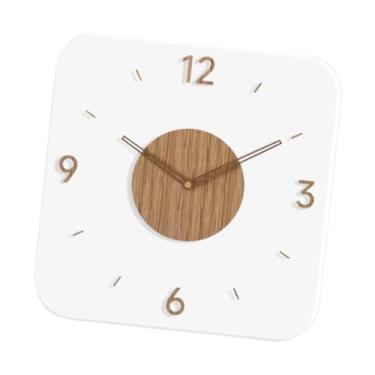 Imagem de IEUDNS Relógio de parede de madeira acrílico com movimento silencioso, relógio decorativo de parede para sala de estar, Quadrado