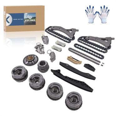 Imagem de KELOKE Kit de corrente de distribuição M278 com roda dentada de ajuste de eixo de comando compatível com Mercedes Benz E500 S500 CLS500 GL500 GLS500 ML500 GL450 CLS550 GLS550 GL550 ML550 X166 W166