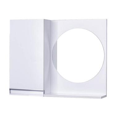 Imagem de Armário para Banheiro com Espelho Redondo Branco com Puxador