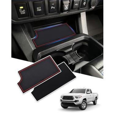 Imagem de JJMY Almofada protetora de inserção de carregador sem fio para acessórios Toyota Tacoma 2016-2023, material antiderrapante de PVC e divisórias de policarbonato protetor de capa de console central para