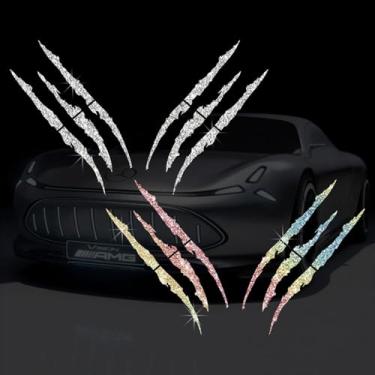 Imagem de Adesivo decalque de vinil esportivo Claw Marks – Impermeável fácil de aplicar para farol de carro, para-choque, capacete de motocicleta (branco + colorido)