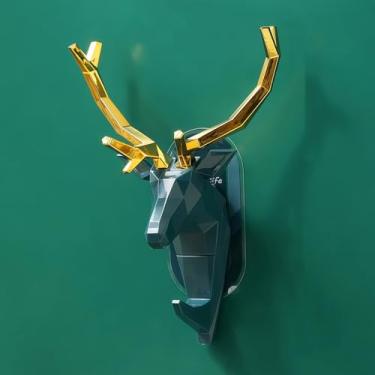 Imagem de Deko Antler Style Cabide de parede criativo para decoração de casa, fácil instalação para casacos, chapéus e acessórios para quarto, sala de estar, entrada (azul)