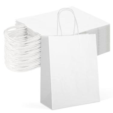 Imagem de Sacos de presente Moretoes Kraft Paper com alças 60 unidades 18x9x23cm