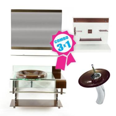 Imagem de Combo 3 em 1 - Gabinete 70cm Turquia + Torneira Ibiza + Kit Banheiro J