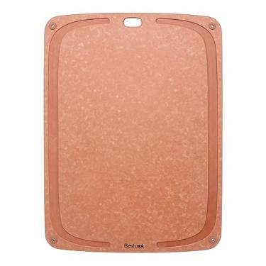 Imagem de Bestcook Tábua de corte – Tábua de cortar fibra de madeira premium com pés antiderrapantes e sulco para suco, corte sem esforço de legumes, frutas, carne, lavável na lava-louças, natural, tamanho grande