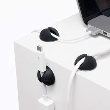 Imagem de Clipes de cabo organizador de cabos adesivos para mesa, parede, carro, gerenciamento de fios, conjunto de clipes para carregamento de fones de ouvido USB