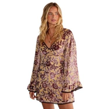 Imagem de Nasty Gal Minivestido feminino vintage floral Devore com acabamento em renda e manga com babados, Bege, 40