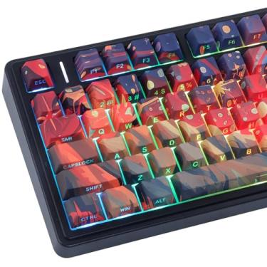 Imagem de JOMKIZ Van Gogh Keycaps PBT Impressão lateral Shine-Through - Conjunto de teclas com perfil cereja com tema de noite estrelada, 128 teclas, compatível com Cherry MX, teclas de sublimação de tinta para